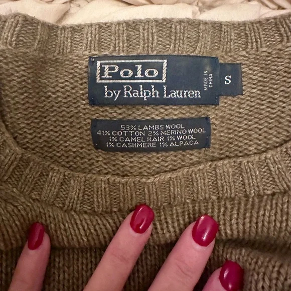 Vintage Polo Ralph Lauren Duck Sweater – Men’s S (Unisex) – Lambswool + Camel - Picture 4 of 5